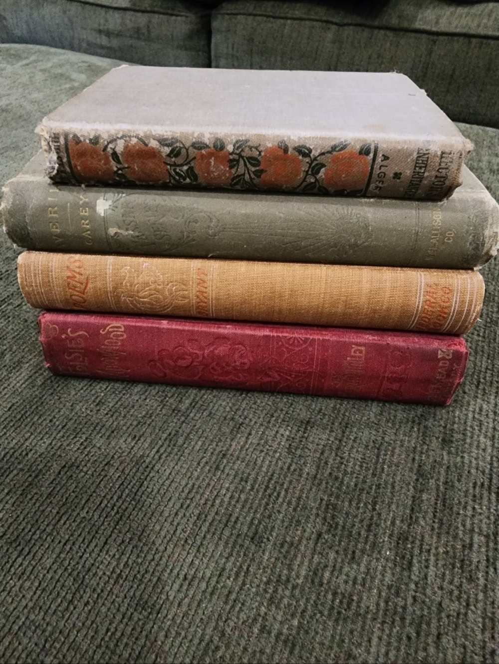 Vintage Antique Books - Green, Yellow, Red